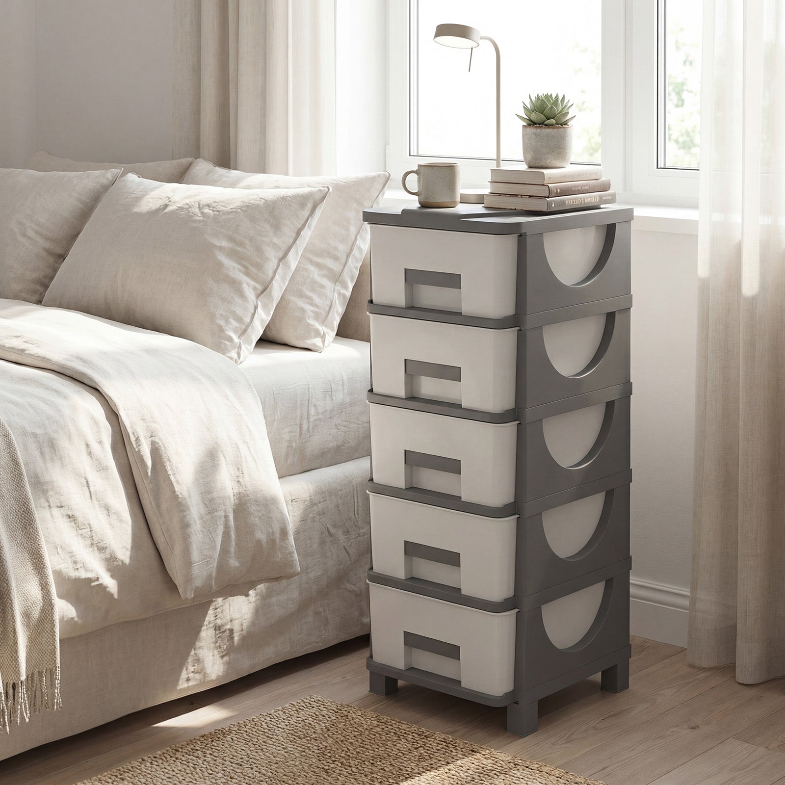Plastic Storage Organizer, Compact Drawer Cabinet Side Table, Gray Dressers & Chests at Gallery Canada