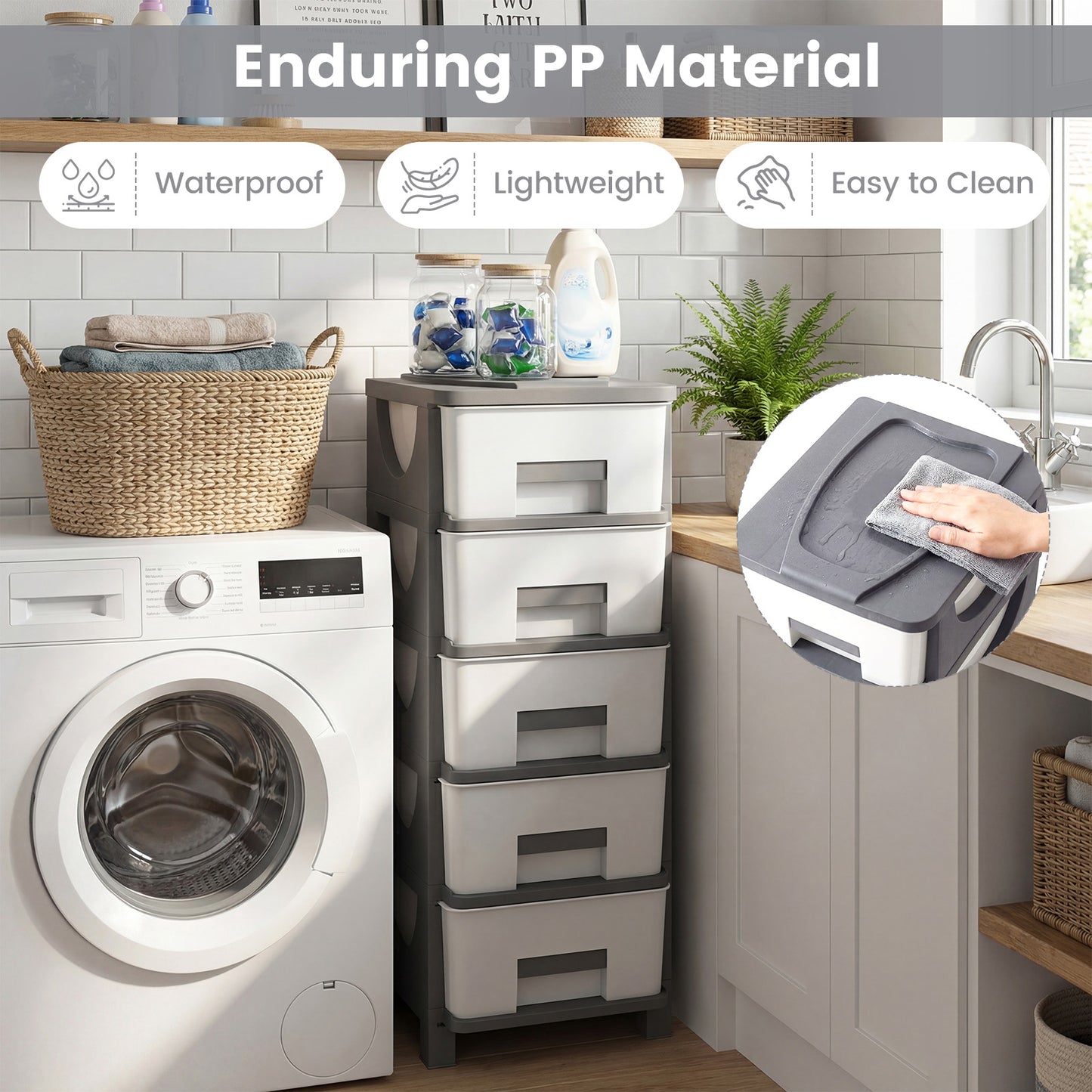 Plastic Storage Organizer, Compact Drawer Cabinet Side Table, Gray Dressers & Chests at Gallery Canada