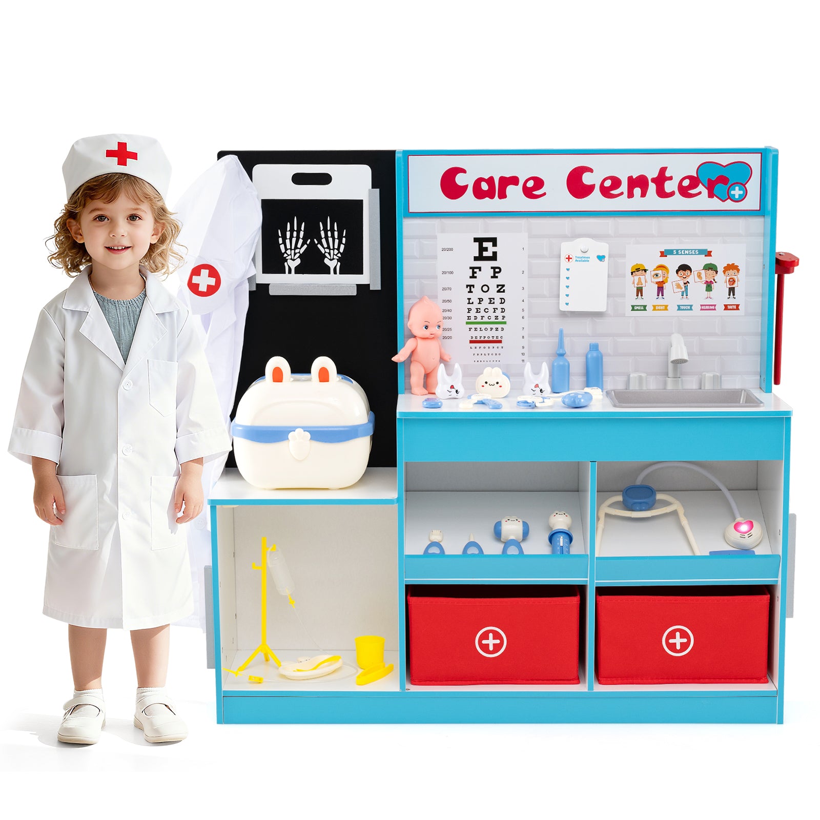 Play Doctor's Office Wood Medical Center Toy Set with Examine Region, Blue Play Kitchen Sets at Gallery Canada