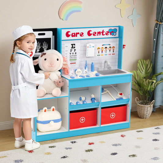 Play Doctor's Office Wood Medical Center Toy Set with Examine Region, Blue Play Kitchen Sets Blue at Gallery Canada