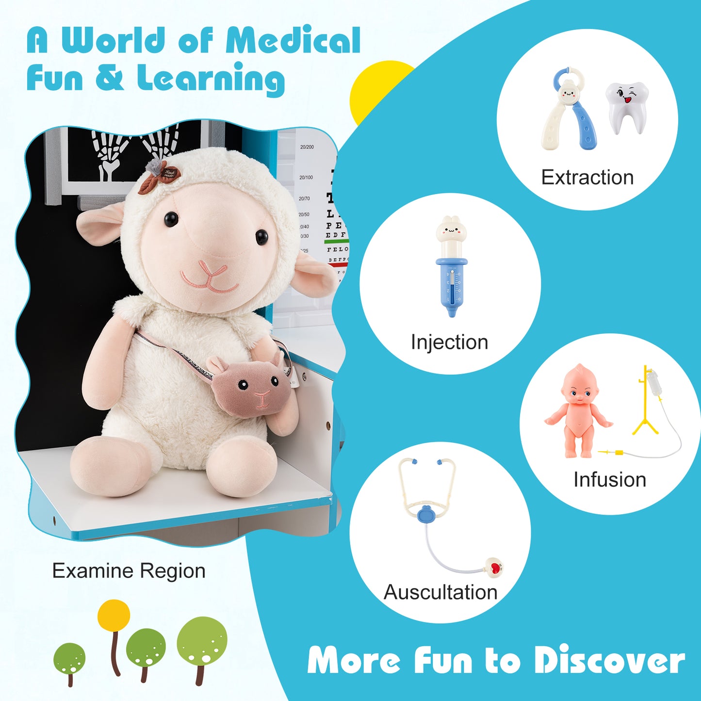 Play Doctor's Office Wood Medical Center Toy Set with Examine Region, Blue Play Kitchen Sets at Gallery Canada