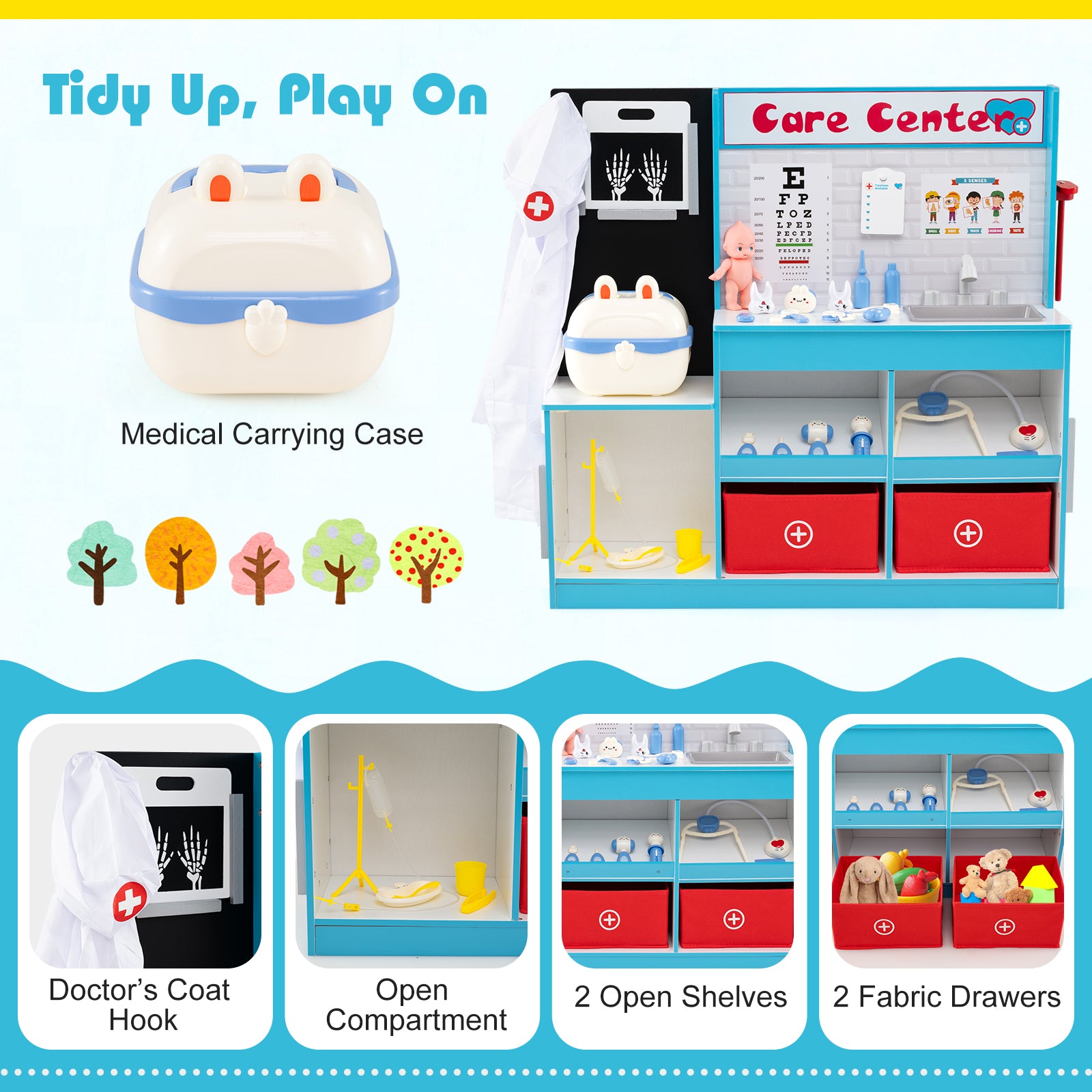 Play Doctor's Office Wood Medical Center Toy Set with Examine Region, Blue Play Kitchen Sets at Gallery Canada