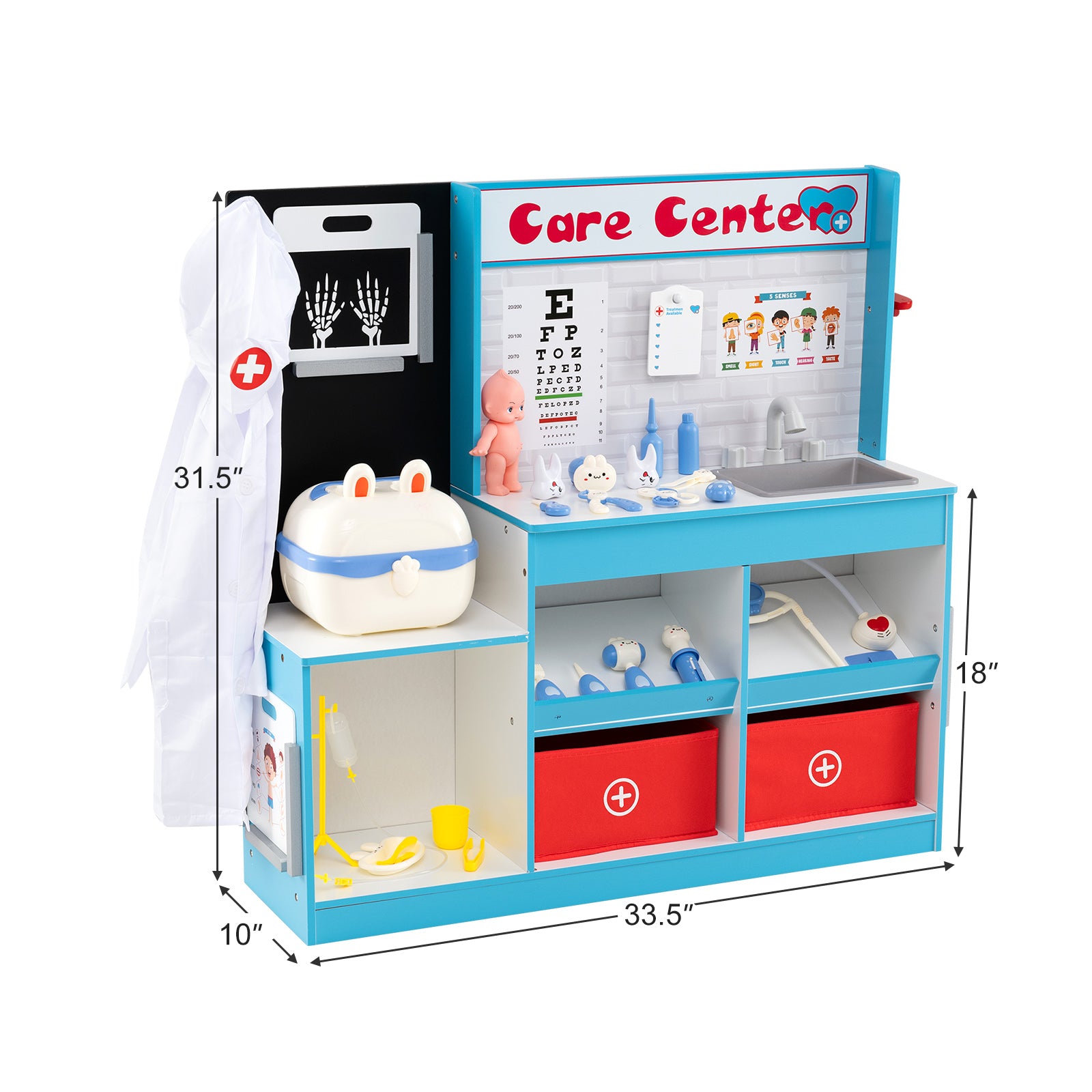 Play Doctor's Office Wood Medical Center Toy Set with Examine Region, Blue Play Kitchen Sets at Gallery Canada
