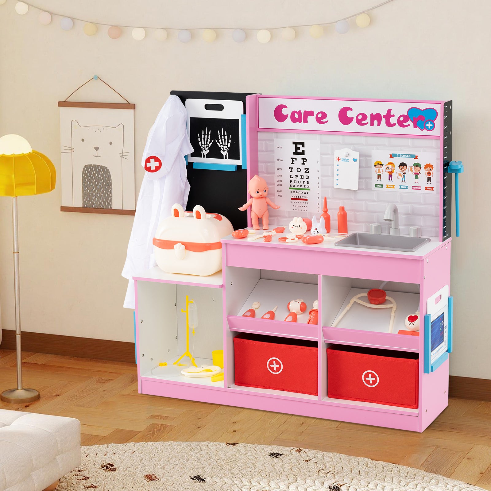 Play Doctor's Office Wood Medical Center Toy Set with Examine Region, Pink Play Kitchen Sets at Gallery Canada