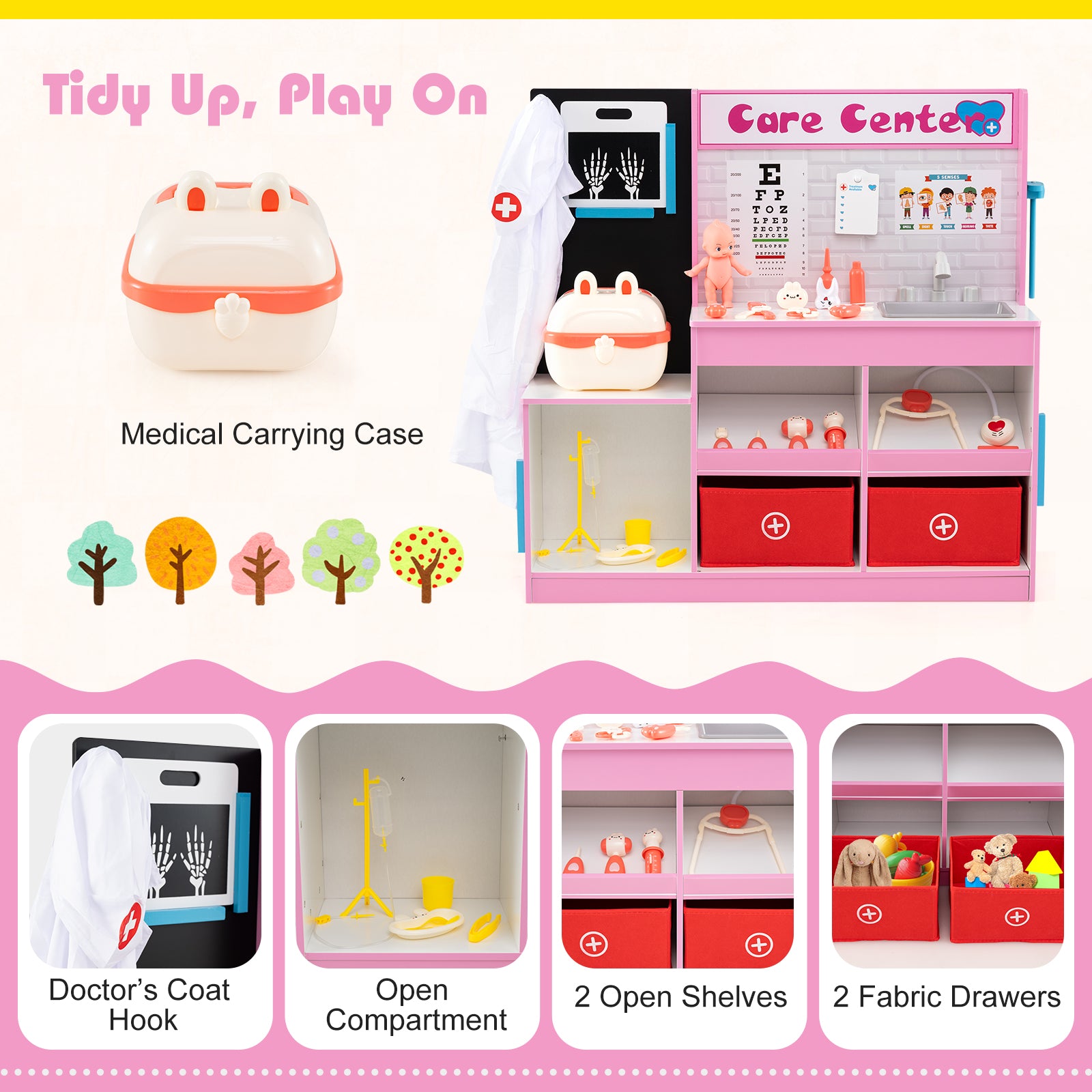 Play Doctor's Office Wood Medical Center Toy Set with Examine Region, Pink Play Kitchen Sets at Gallery Canada