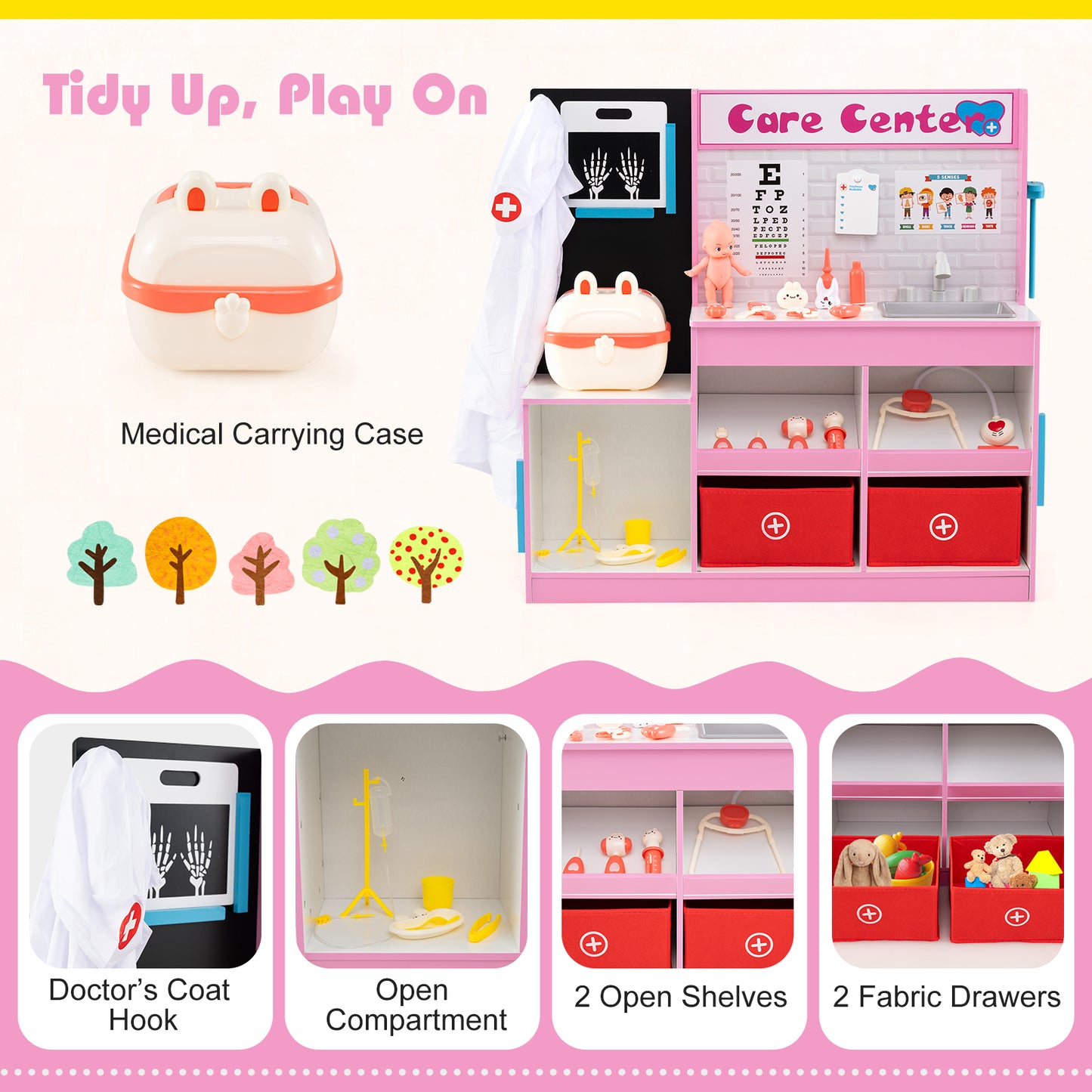 Play Doctor's Office Wood Medical Center Toy Set with Examine Region, Pink Play Kitchen Sets at Gallery Canada