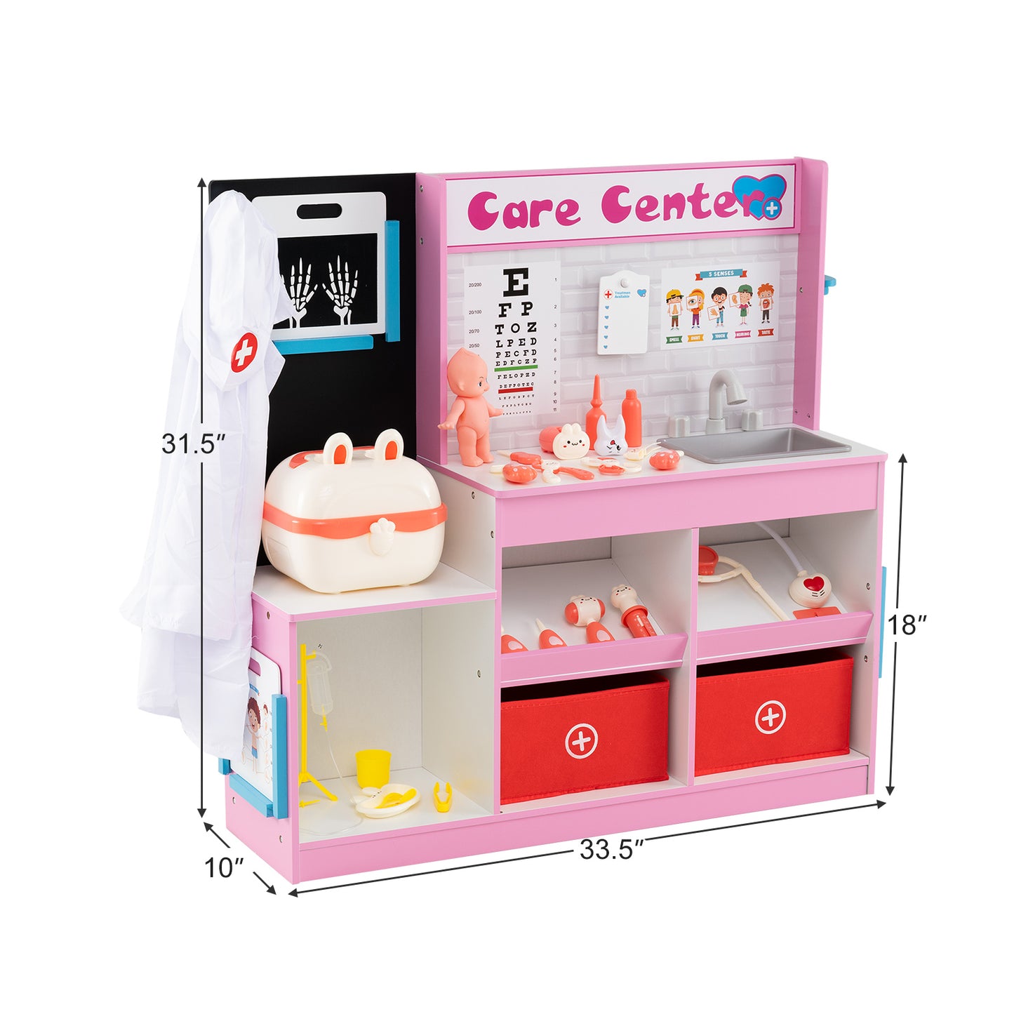 Play Doctor's Office Wood Medical Center Toy Set with Examine Region, Pink Play Kitchen Sets at Gallery Canada