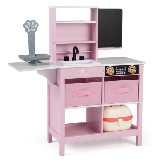 Play Doctor's Office Wood Medical Center Toy Set with Blackboard, Pink Play Tents & Playhouse Pink at Gallery Canada