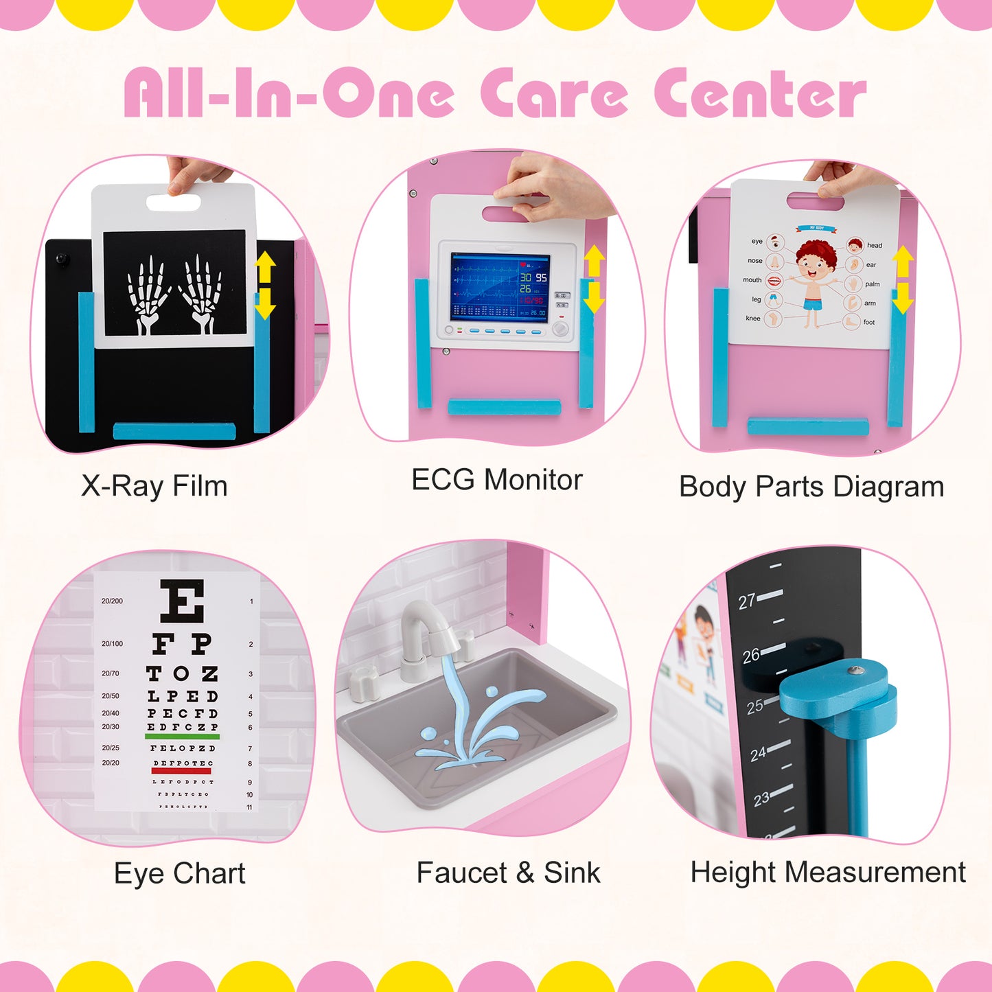 Play Doctor's Office Wood Medical Center Toy Set with Examine Region, Pink Play Kitchen Sets at Gallery Canada