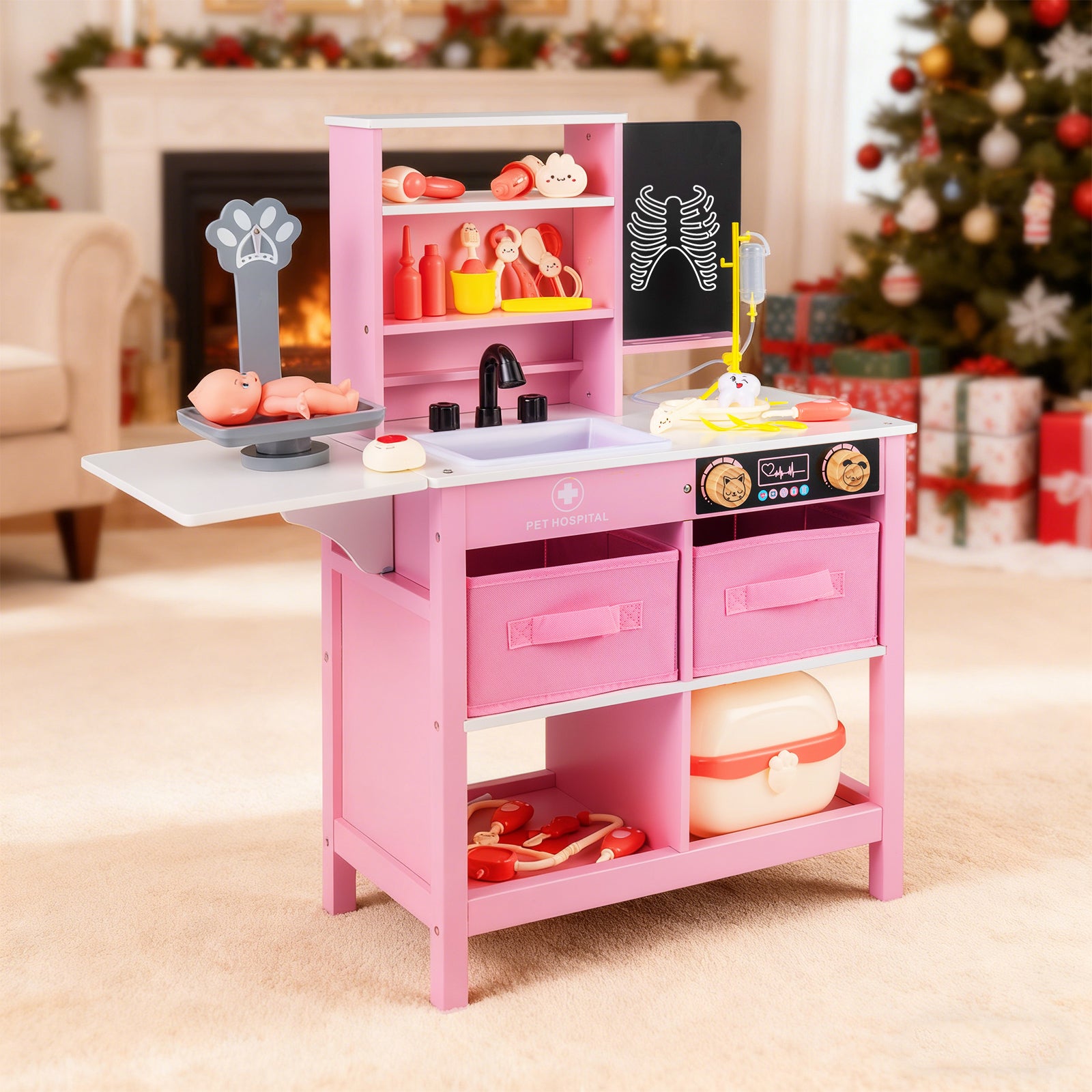 Play Doctor's Office Wood Medical Center Toy Set with Blackboard, Pink Play Tents & Playhouse at Gallery Canada