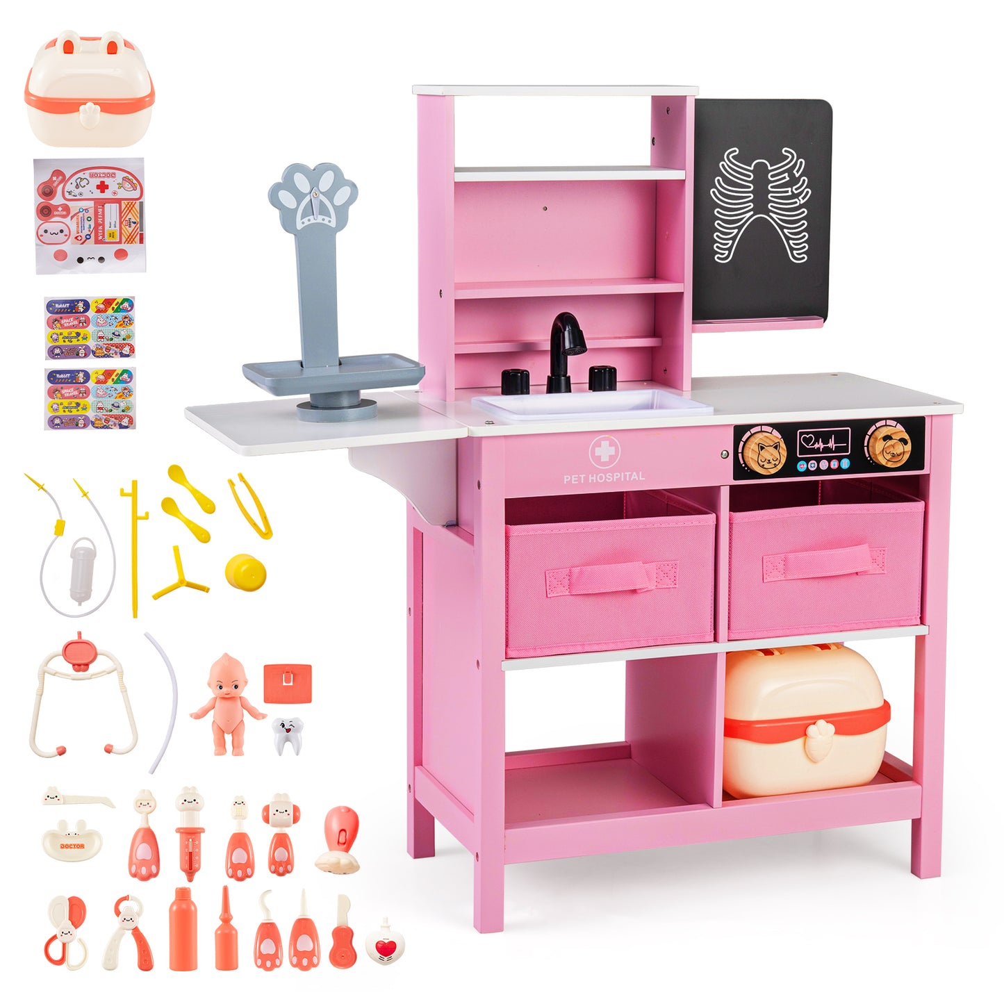 Play Doctor's Office Wood Medical Center Toy Set with Blackboard, Pink Play Tents & Playhouse at Gallery Canada