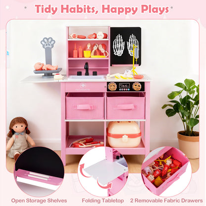 Play Doctor's Office Wood Medical Center Toy Set with Blackboard, Pink Play Tents & Playhouse at Gallery Canada