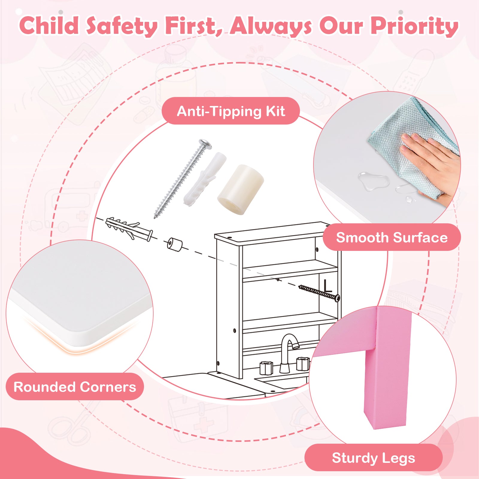 Play Doctor's Office Wood Medical Center Toy Set with Blackboard, Pink Play Tents & Playhouse at Gallery Canada