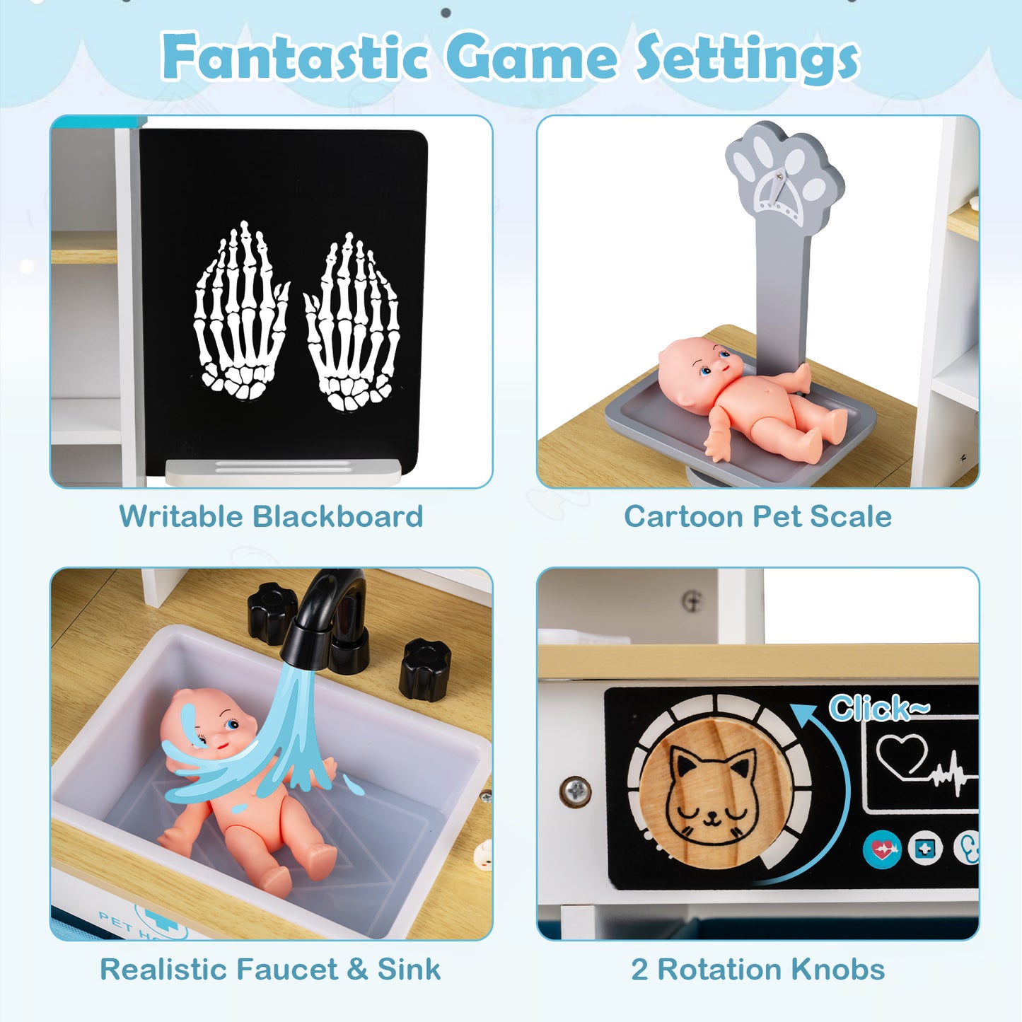 Play Doctor's Office Wood Medical Center Toy Set with Blackboard, White Play Tents & Playhouse at Gallery Canada