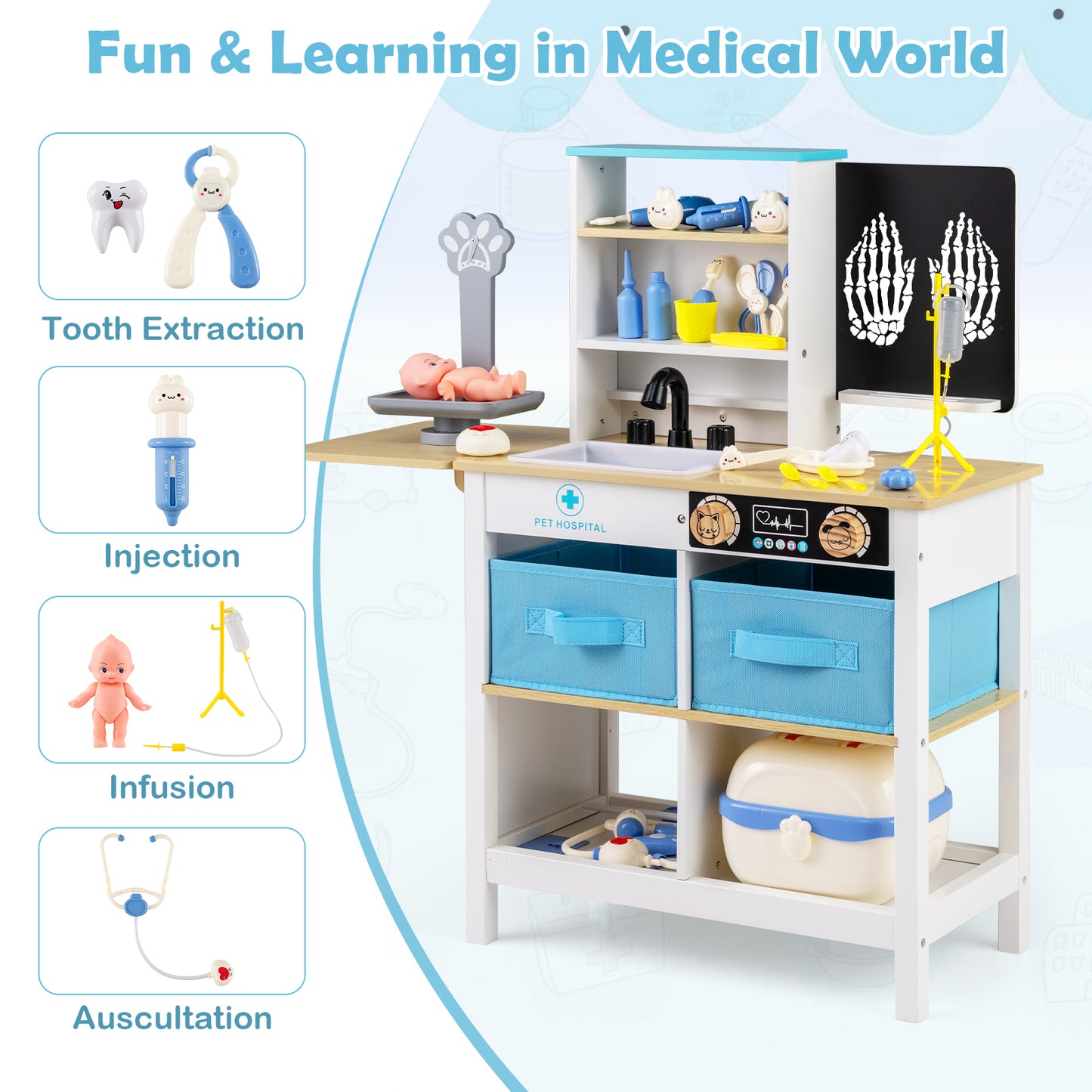 Play Doctor's Office Wood Medical Center Toy Set with Blackboard, White Play Tents & Playhouse at Gallery Canada
