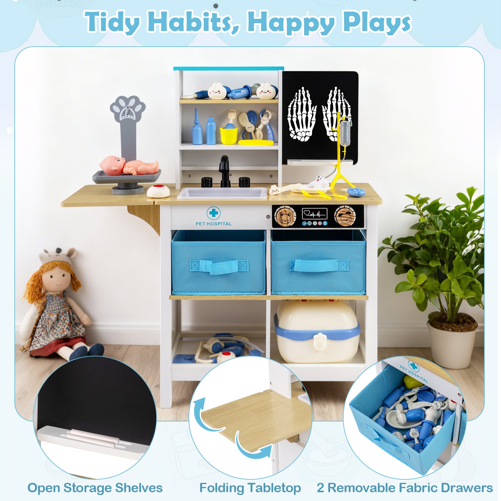 Play Doctor's Office Wood Medical Center Toy Set with Blackboard, White Play Tents & Playhouse at Gallery Canada