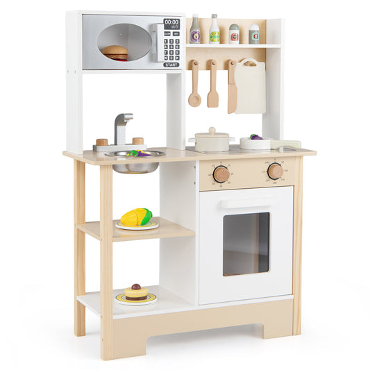 Play Kitchen Wooden Toy Kitchen Playset with Chalkboard Birthday Gift for Kids Aged 3 +, White Play Kitchen Sets White at Gallery Canada