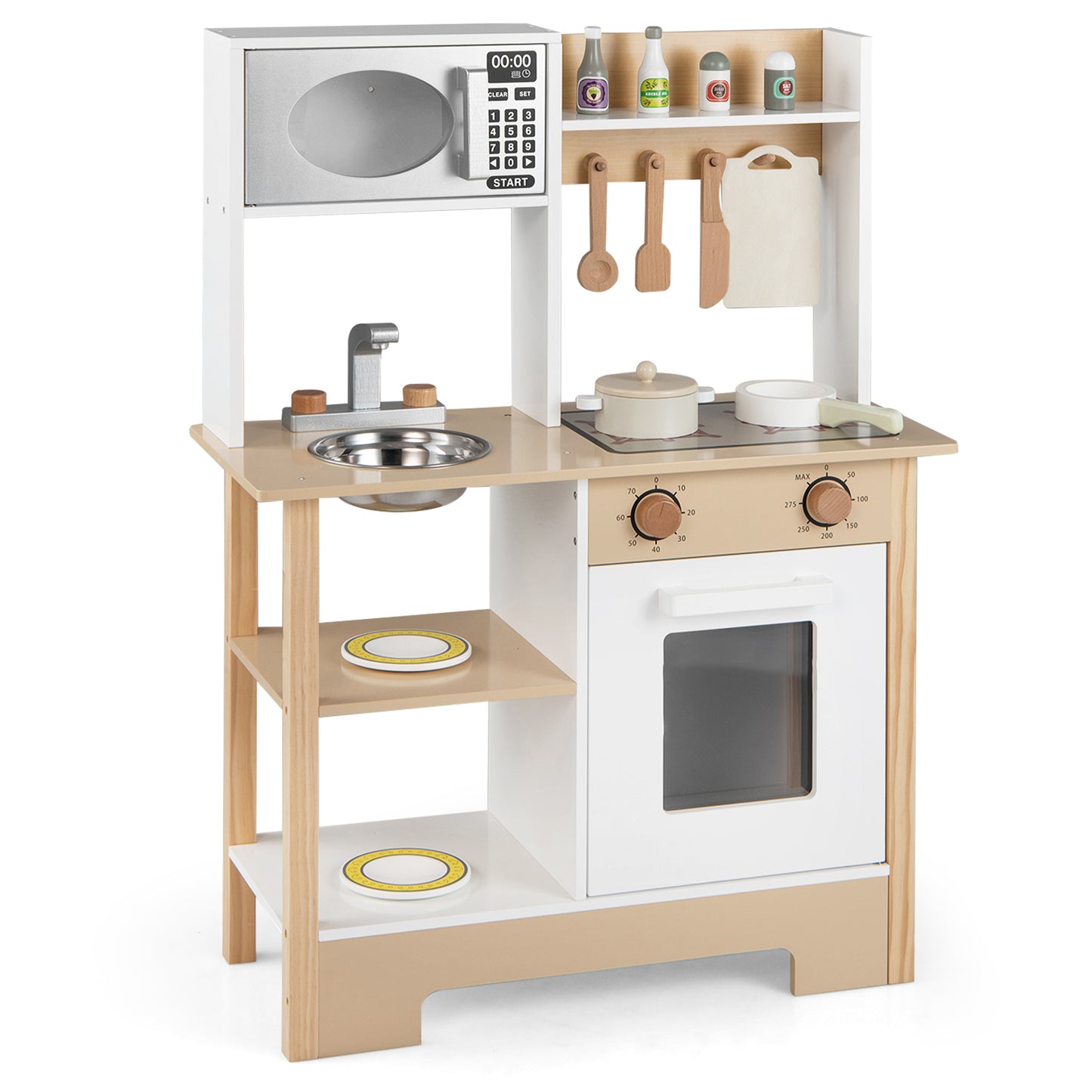 Play Kitchen Wooden Toy Kitchen Playset with Chalkboard Birthday Gift for Kids Aged 3 +, White Play Kitchen Sets at Gallery Canada