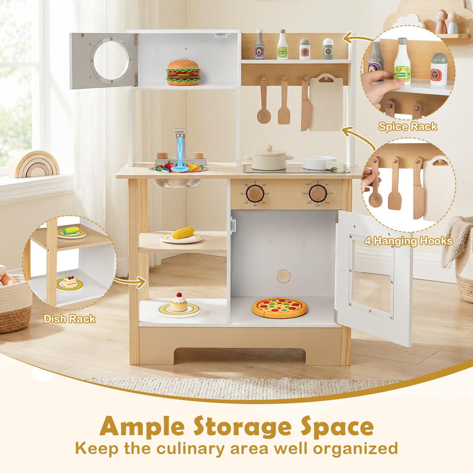 Play Kitchen Wooden Toy Kitchen Playset with Chalkboard Birthday Gift for Kids Aged 3 +, White Play Kitchen Sets at Gallery Canada