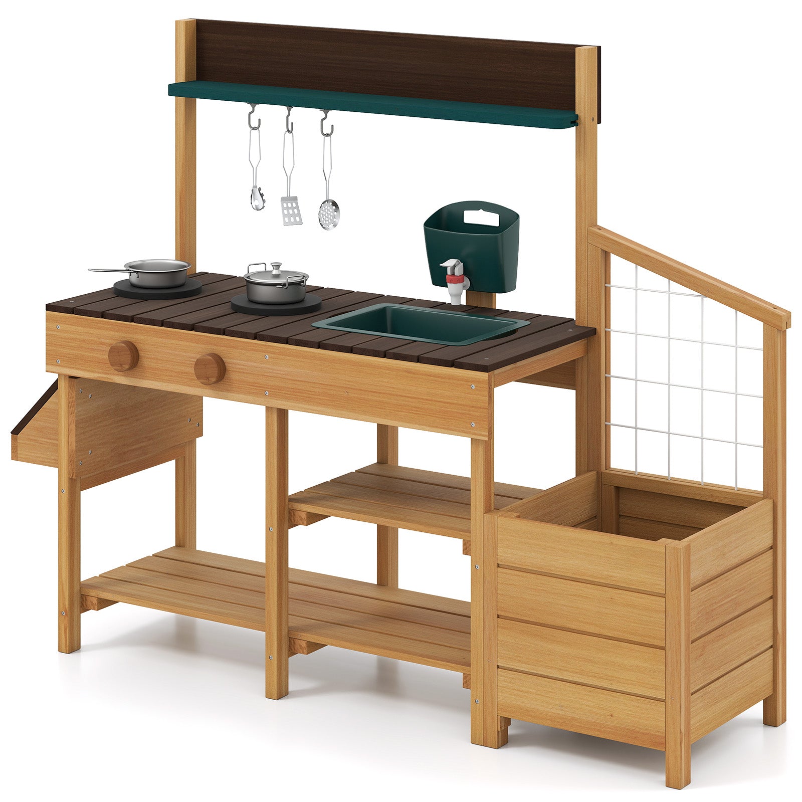 Kids Wooden Play Kitchen, Pretend Mud Kitchen, Brown Play Kitchen Sets at Gallery Canada