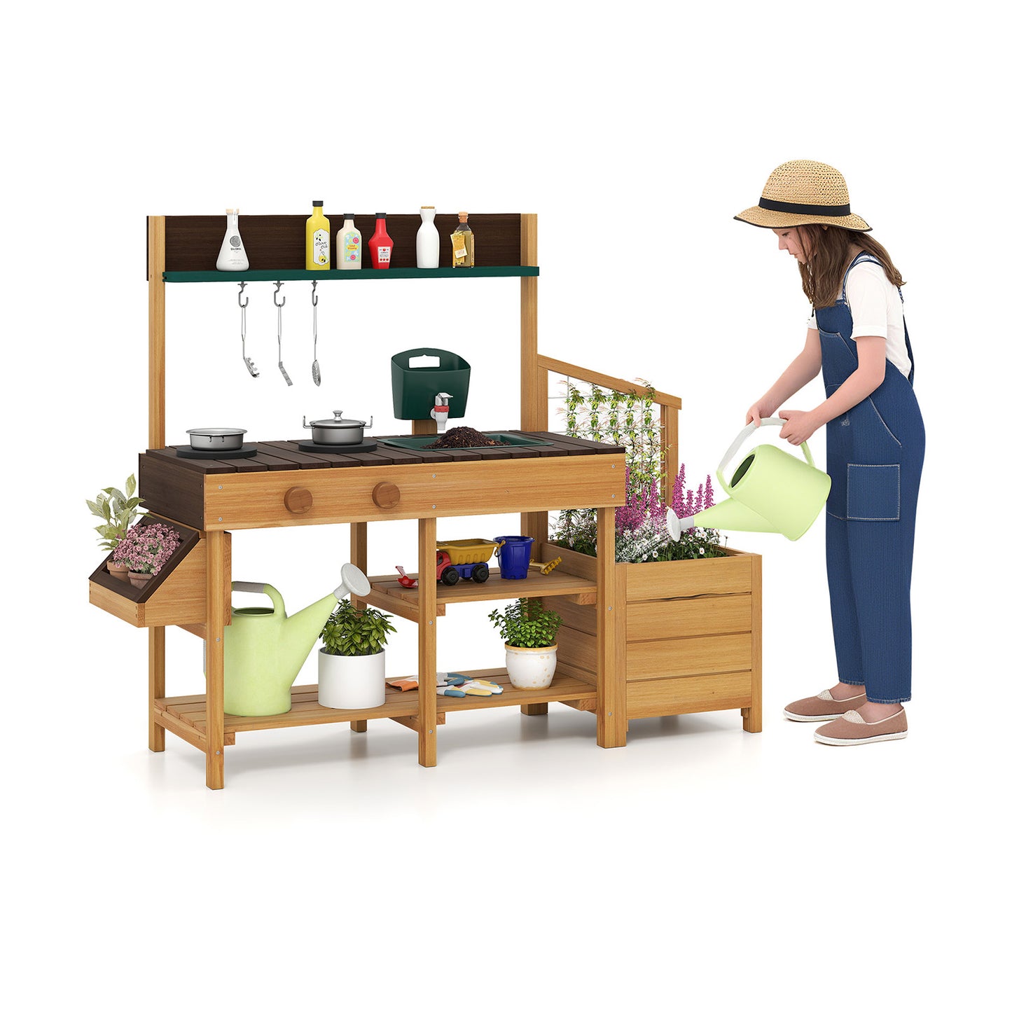 Play Kitchen for Kids Wooden Toy Kitchen Playset Pretend Mud Kitchen, Brown Play Kitchen Sets at Gallery Canada