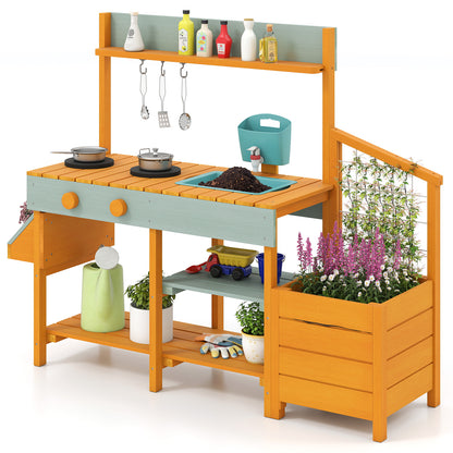 Play Kitchen for Kids Wooden Toy Kitchen Playset Pretend Mud Kitchen, Yellow Play Kitchen Sets at Gallery Canada
