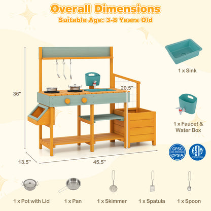 Play Kitchen for Kids Wooden Toy Kitchen Playset Pretend Mud Kitchen, Yellow Play Kitchen Sets at Gallery Canada