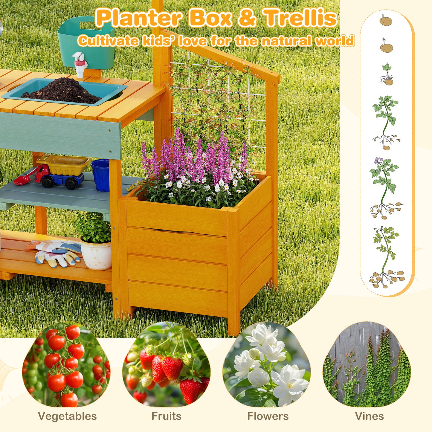 Play Kitchen for Kids Wooden Toy Kitchen Playset Pretend Mud Kitchen, Yellow Play Kitchen Sets at Gallery Canada