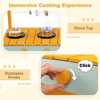 Play Kitchen for Kids Wooden Toy Kitchen Playset Pretend Mud Kitchen, Yellow Play Kitchen Sets at Gallery Canada