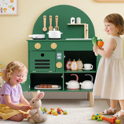 Play Kitchen for Kids Wooden Kitchen Playset with Stoves Faucet Sink Microwave and Oven, Green Play Kitchen Sets at Gallery Canada