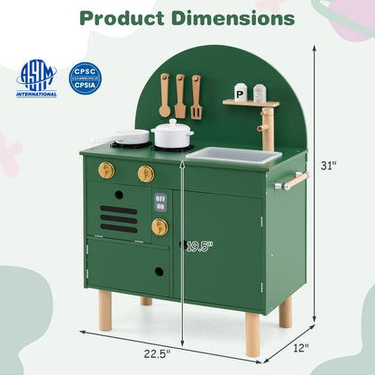 Play Kitchen for Kids Wooden Kitchen Playset with Stoves Faucet Sink Microwave and Oven, Green Play Kitchen Sets at Gallery Canada