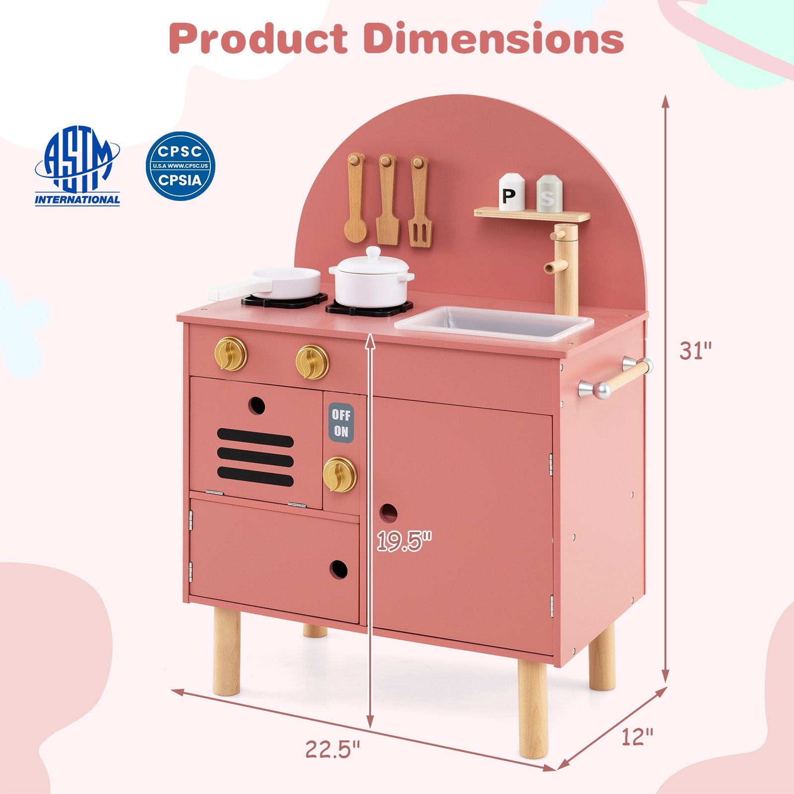 Play Kitchen for Kids Wooden Kitchen Playset with Stoves Faucet Sink Microwave and Oven, Pink Play Kitchen Sets at Gallery Canada