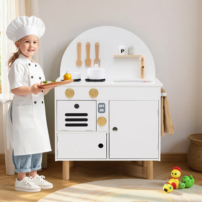 Play Kitchen for Kids Wooden Kitchen Playset with Stoves Faucet Sink Microwave and Oven, White Play Kitchen Sets at Gallery Canada