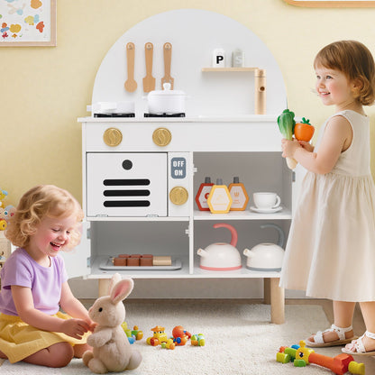 Play Kitchen for Kids Wooden Kitchen Playset with Stoves Faucet Sink Microwave and Oven, White Play Kitchen Sets at Gallery Canada