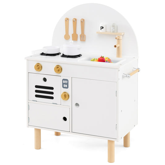 Kids Wooden Play Kitchen Set, White Play Kitchen Sets White at Gallery Canada