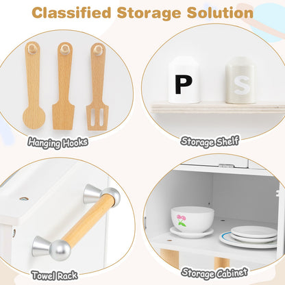 Play Kitchen for Kids Wooden Kitchen Playset with Stoves Faucet Sink Microwave and Oven, White Play Kitchen Sets at Gallery Canada