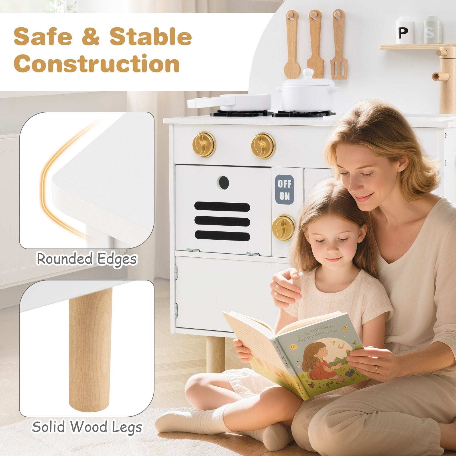 Play Kitchen for Kids Wooden Kitchen Playset with Stoves Faucet Sink Microwave and Oven, White Play Kitchen Sets at Gallery Canada
