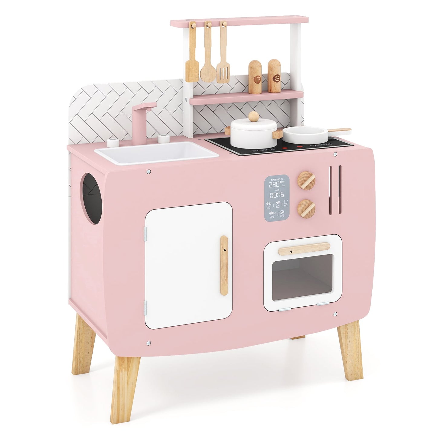 Wooden Play Kitchen For Kids With Stoves, Sink, Faucet & Oven Play Kitchen Sets at Gallery Canada