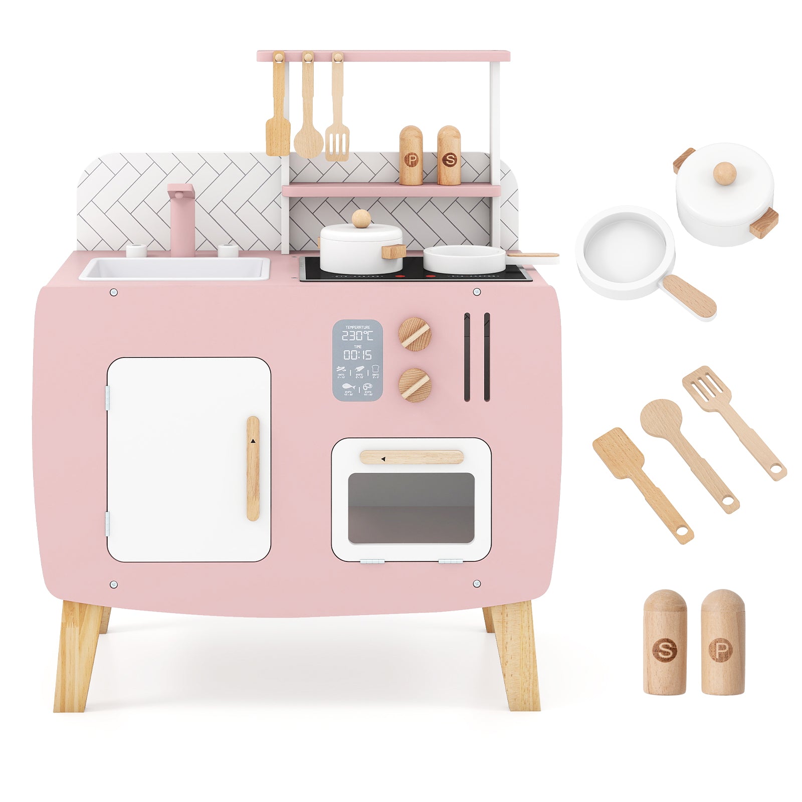Wooden Play Kitchen For Kids With Stoves, Sink, Faucet & Oven Play Kitchen Sets at Gallery Canada