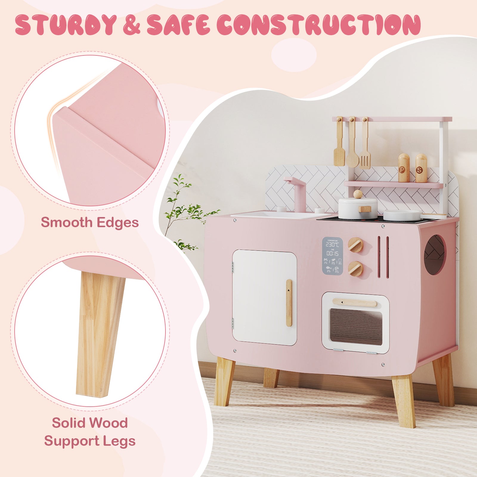 Wooden Play Kitchen For Kids With Stoves, Sink, Faucet & Oven Play Kitchen Sets at Gallery Canada
