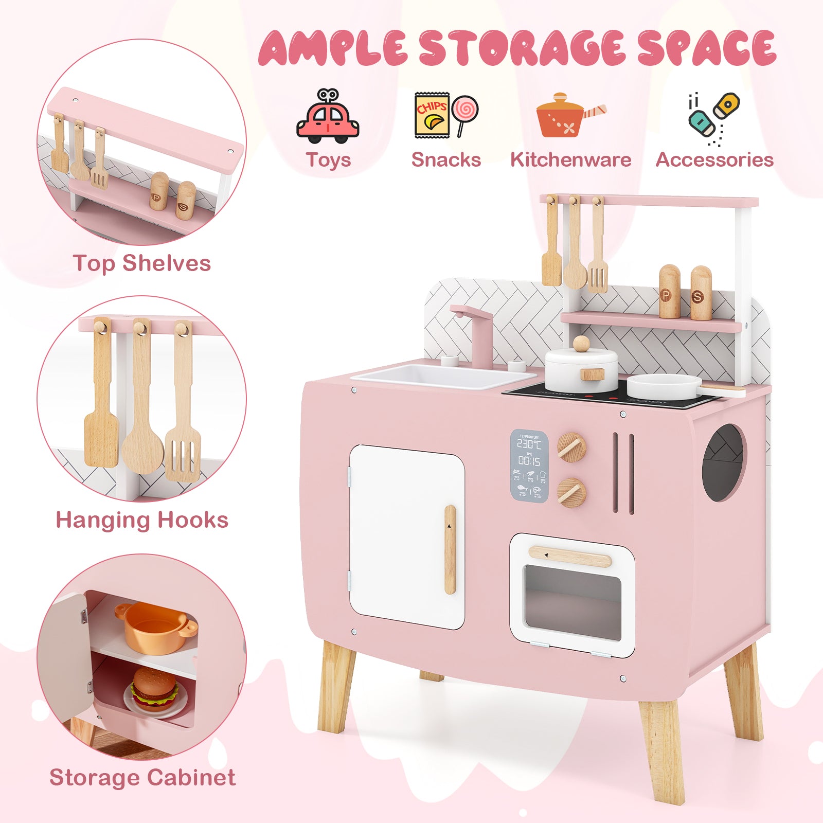 Wooden Play Kitchen For Kids With Stoves, Sink, Faucet & Oven Play Kitchen Sets at Gallery Canada
