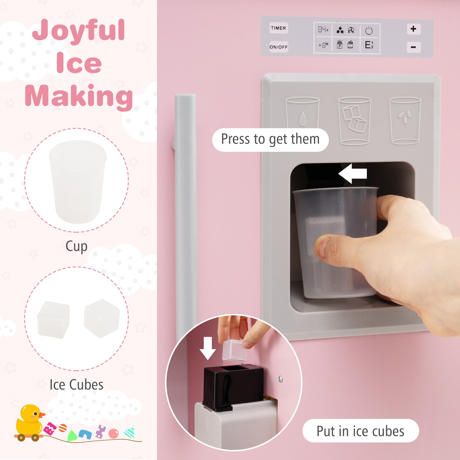 Play Kitchen for Kids Wooden Chef Pretend Playset with 3 Adjustable Heights Microwave, Pink Play Kitchen Sets at Gallery Canada