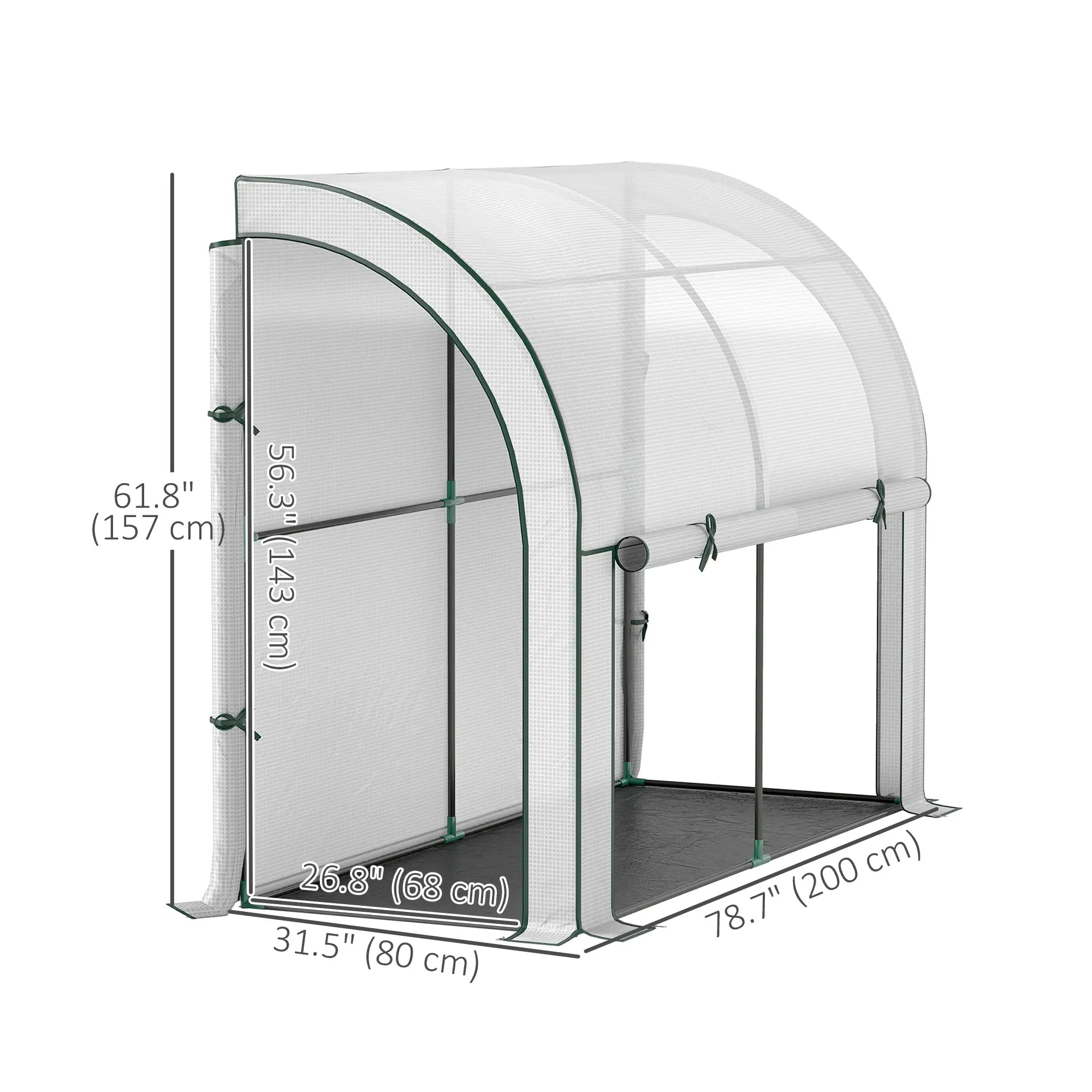 Walk-In Lean-To Greenhouse, 7' x 3' x 5', Zipper Roll-Up Doors, White Walk In Greenhouses at Gallery Canada