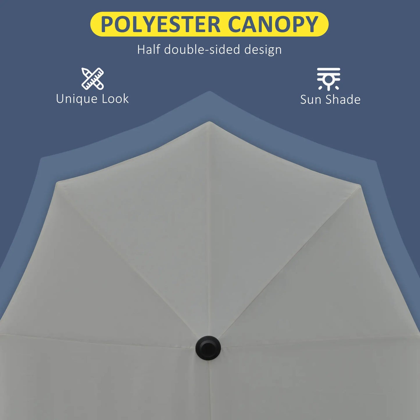 6.6 x 6ft Half Patio Umbrella, Double-Sided Canopy, Crank Handle, Grey Sun Umbrellas at Gallery Canada