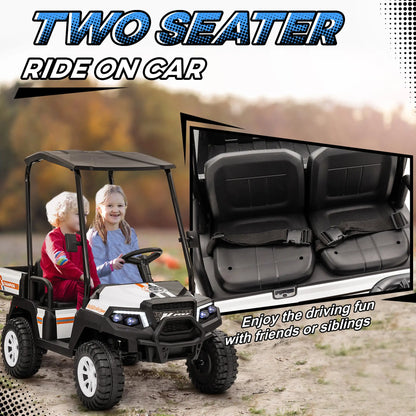 24V 2 Seater Electric Car, Remote Control, 4 Wheels Suspension, White Electric Toy Cars at Gallery Canada