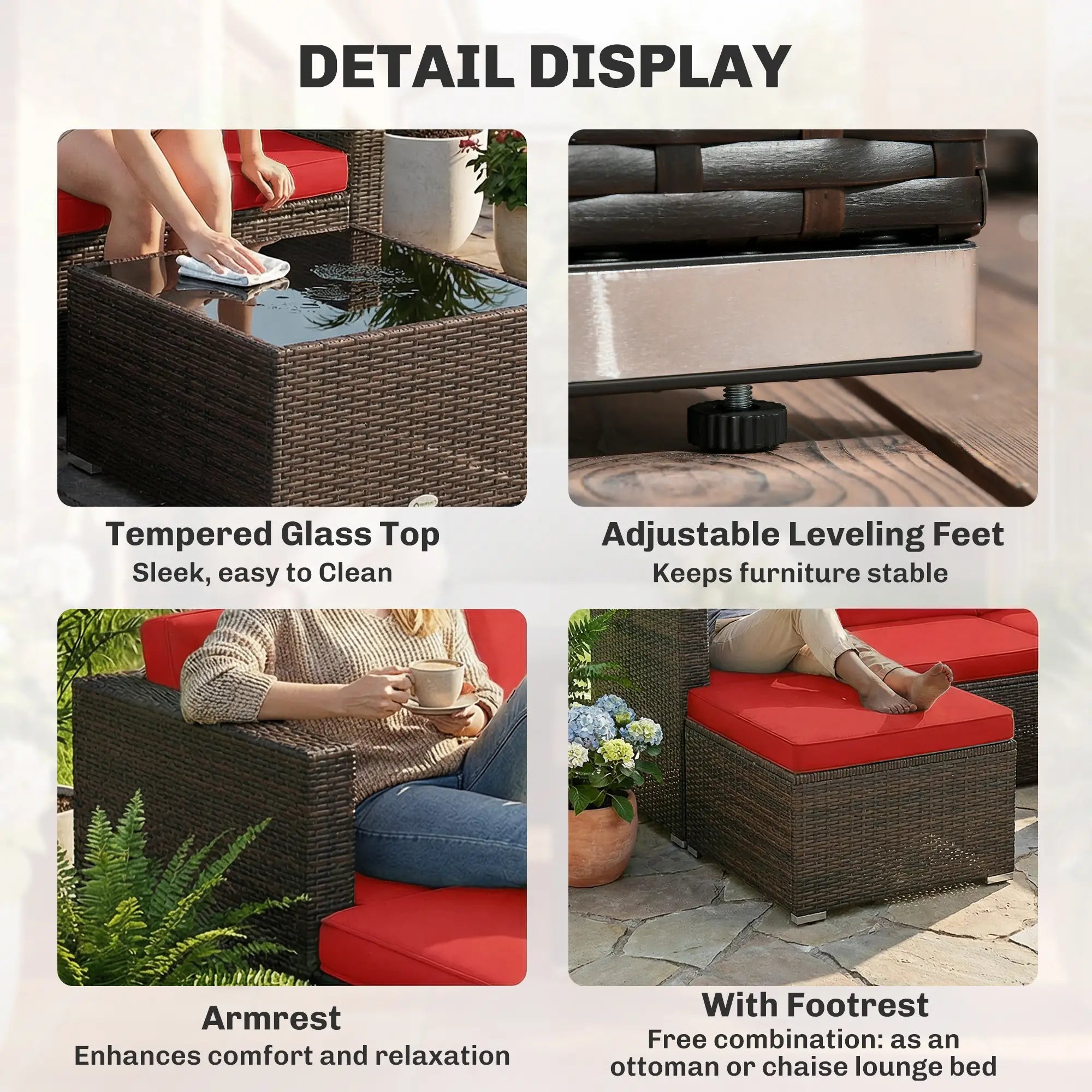 3-Piece Patio Furniture Set, Outdoor PE Rattan Wicker Sofa, Glass Top Table Patio Furniture Sets at Gallery Canada