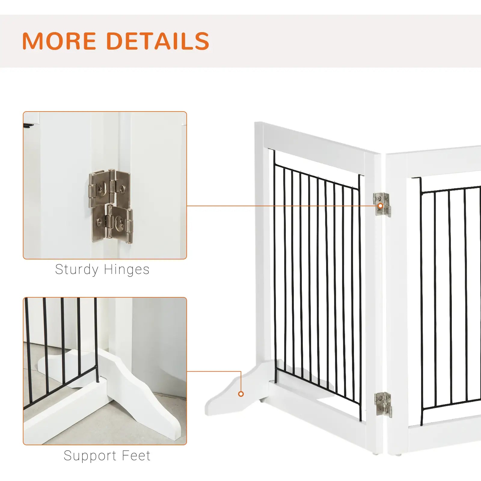 Freestanding Pet Gate, 24" High, 3 Panels, White Houses, Kennels & Pens at Gallery Canada