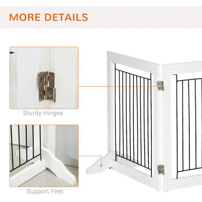 Freestanding Pet Gate, 24" High, 3 Panels, White Houses, Kennels & Pens at Gallery Canada