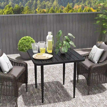 31.5" Metal Square Patio Dining Table for 4, Outdoor Garden, Black Patio Dinning Tables at Gallery Canada