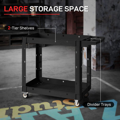 2-Tier Rolling Tool Cart, 500 LBS Capacity, Black Tool Organizers at Gallery Canada
